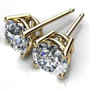 Boucles d'oreilles en diamant rond brillant cultivé en laboratoire avec placage or jaune, blanc et rose 18 carats, design minimaliste unisexe - Product Image 4
