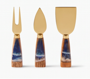 Elegant <b>Cheese</b> <b>Knife</b> <b>Set</b> With Wooden Handle And Gold Blade Durable Cutlery For Serving <b>Cheese</b> Use Home And Kitchen Use - Product Image 1