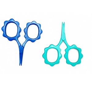 Ciseaux à broder LUMINEX IMPEX Mini Sunflower, rouge et bleu, en acier inoxydable, pour droitiers, à effiler, pointe de lame tranchante, 30 dents, courts - Product Image 3