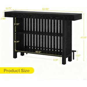 Modern 2-Tier Home <b>Bar</b> Unit Stylish <b>Bar</b> <b>Table</b> with Footrest - Product Image 4