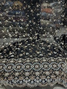 Hand Made Embroidered Floral Silk Fabric Luxury Beaded <b>Sequin</b> Indian Fabric Use for Bridal Lehenga Saree and Dress <b>Material</b> - Product Image 5