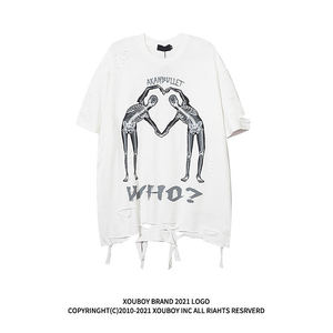 Camiseta de Manga Corta Estilo Hiphop para Hombre, Vintage, Estilo Americano, Oversize, Tallas Grandes, 100% Algodón Ecológico - Product Image 4