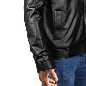 Blouson Bomber en Cuir pour Homme – Veste d'extérieur Premium avec Poignets en Tricot Côtelé, Fermeture Éclair Intégrale et Conception Confortable pour un Style Urbain - Product Image 3