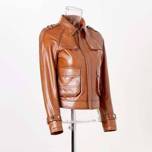 Custom Designed Women's Genuine Sheep Skin Leather <b>Jacket</b> with Embroidery and Nylon Lining Stylish Winter Motorcycle <b>Jacket</b> - Product Image 3