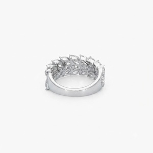 Wholesale Marquise Cut Lab Grown Diamond 10K 14K 18K Solid Gold IGI Certified Half Eternity Leaf Design Ring Bridal <b>Wedding</b> Band - Product Image 3