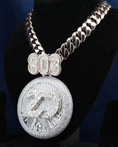 Pendentif Lettre/Numéro Personnalisé Moissanite Plaqué Or 18K Iced Out pour Homme, Collier Bling Hip Hop Rapper avec Breloque Thème et Chaîne en Argent 925 - Product Image 6