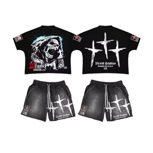 Conjunto de Camiseta y Pantalones Cortos Deportivos Personalizados para Hombre, Algodón Grueso, Casual, Verano, Secado Rápido, Traje de Dos Piezas - Product Image 3