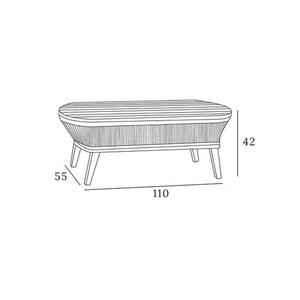Table basse moderne en teck massif de haute qualité avec corde tressée pour usage extérieur - Product Image 6