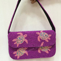 Sac à bandoulière perlé motif tortue, style indien moderne, entièrement fait main, pour soirée, accessoire de mode féminin