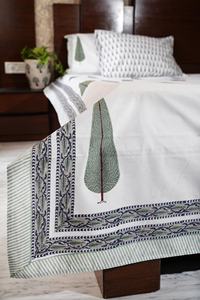 Drap de lit en pur coton Queen Size Boho Quilt Floral Hand Block Motif Print Soft Bed Cover-Literie Set Three (King Double Twin) - Product Image 5