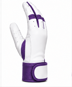 Customized Baseball Batting Gloves High Quality <b>Leather</b> Long <b>Cuff</b> Adjustable <b>Wrist</b> Closure Reinforced Palm Grip Sports Training - Product Image 2