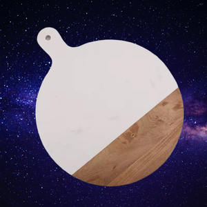 Tabla de Cortar Cuadrada de Mármol y Madera Hecha a Mano, Apta para Lavavajillas, Sostenible y Elegante, Bloque de Cortar para Servir - Product Image 1