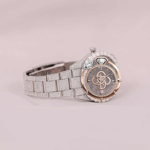 Montre de luxe pour homme en moissanite VVS, entièrement sertie de diamants, bracelet en acier inoxydable - Product Image 2