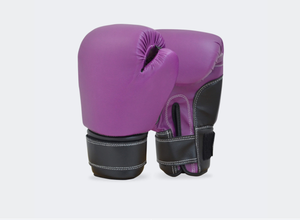 Purple Faux Leather Boxing Gloves Full Finger Velcro Closure Adjustable Wrist <b>Strap</b> Gym Training Gloves - Product Image 6