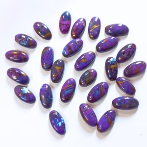 Turquoise violette naturelle, cabochon ovale long, pierre précieuse en vrac avec jeu de couleurs et éclat, taille personnalisable pour la fabrication de bijoux - Product Image 1