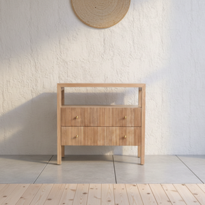 Mesa de Noche Angelina de Estilo Contemporáneo en Madera de Teca Sólida con Dos Cajones, Modelo 2402NT26-02, Muebles de Dormitorio para Sala de Estar - Product Image 3