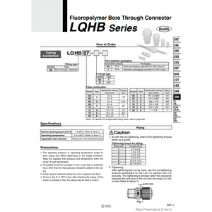 SMC Pneumatics Fluoropolímero Bore Through Connector LQHB04 Otros conectores Categoría de producto - Product Image 1