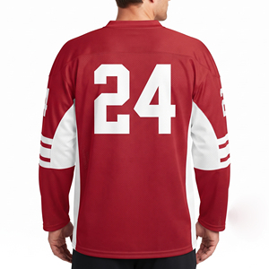 Maillot de hockey sur glace en mesh pour homme, manches longues, col en V, impression sublimée - Product Image 2