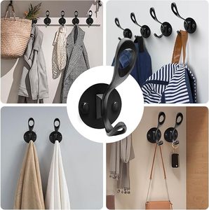 <b>Black</b> Metal Dual Wall Hook Coat Hanger with Screw Cap Matte Finish Modern Design for Bathroom <b>Clothing</b> - Product Image 5