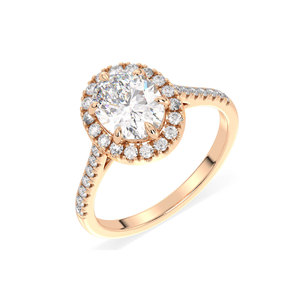 Anillo de compromiso REYES con diamante cultivado en laboratorio de corte ovalado de 2.1 quilates, diseño original, oro rosa de 14K, regalo de boda, joyería fina para mujer - Product Image 2