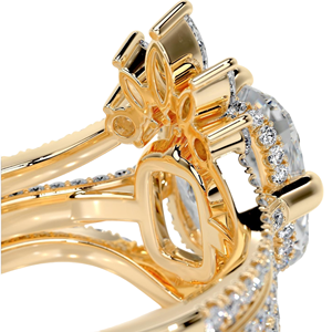 โซลิแทร์ทรงยาวประดับด้วยลวดลายประณีตแบบ Pave Cathedral Setting จับคู่กับมงกุฎทรง Marquise ที่โดดเด่นและสายรัดโค้งเข้าชุด - Product Image 5
