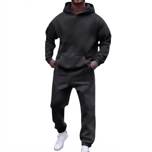 Conjunto de Sudadera con Capucha y Pantalones Jogger para Hombre, Color Azul Marino, Estilo Casual, Corte Holgado, Largo Completo - Product Image 2