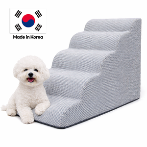 [AllmioPet] Escaleras Modernas para Perros de Tela Confortable, 5 Escalones, Gris, para Interiores, Escalones para Mascotas Pequeñas, Antideslizantes, con Soporte de Espuma Viscoelástica Extraíble - Product Image 1