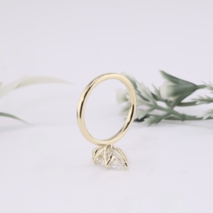 Elegant Vintage Yellow Gold Marquise Cut Lab Grown <b>Diamond</b> Engagement <b>Ring</b> Tulip Basket Solitaire Plain Band Anniversary Wedding - Product Image 3