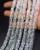 Perles de pierres précieuses en cristal naturel transparent, forme Heishi Rondelle, 6,5 mm, haute qualité, facettées, brin de 16 pouces, polies, percées au centre, pour DIY