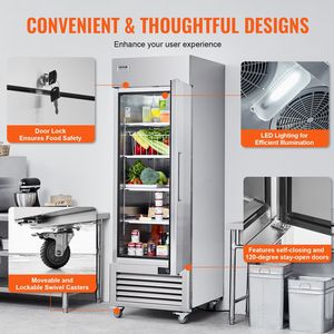 Apparecchiature di refrigerazione da cucina commerciale 19.32 Cu.ft 27 \ "W frigorifero verticale in acciaio inossidabile reintegro sbrinamento automatico 4 - Product Image 6