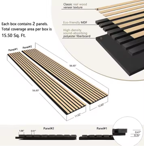 Panneaux muraux en laine de bois moderne 2400*600mm, aspect bois fumé foncé naturel, panneau acoustique à lattes en bois avec âme en caoutchouc pour l'insonorisation des entrepôts - Product Image 3