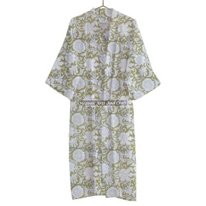 เสื้อคลุมอาบน้ำผ้าฝ้ายพิมพ์ลายดอกไม้สไตล์แมกซี่ยาวสำหรับงานปาร์ตี้ - Product Image 2
