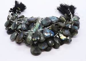 11 perles de labradorite naturelle facettées en forme de poire, labradorite bleue chatoyante, perles de pierres précieuses en forme de poire pour la fabrication de bijoux, vente en gros - Product Image 3