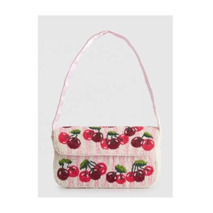 Nuevo Bolso de Hombro Portátil con Cuentas y Diseño de Cerezas, Bolso Tote Hecho a Mano con Cuentas, para Verano, Playa, Fiesta, Otros Cierres, Venta al por Mayor - Product Image 1