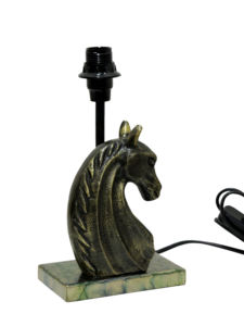 Base de Lámpara de Mesa con Cabeza de Caballo de Aluminio Estilo Vintage - Escultura Ecuestre con Acabado Bronce Antiguo para Decoración de Oficina y Hogar - Product Image 3