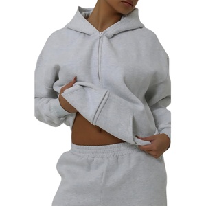 OEM Heavyweight Hoodies en relieve en blanco de cremallera de las mujeres de alta calidad personalizado Drop Shoulder bordado Hoodie 2025 - Product Image 5