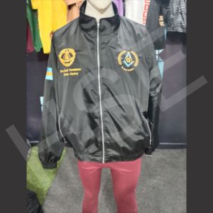 Veste coupe-vent maçonnique brodée sur mesure – Veste noire légère à fermeture éclair intégrale avec logo personnalisé - Product Image 2