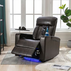 Premium Brown Power Recliner with Storage Arms Cupholders Swivel Tray <b>Table</b> Cell <b>Phone</b> Stand (Old SKU SG000710AAD) - Product Image 4