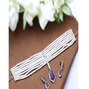 ชุดสร้อยคอเงินชุบคุณภาพสูงประดับเพชรซิร์คอนสวยงาม พร้อมต่างหู สำหรับงานแต่งงานและงานปาร์ตี้ คอลเลคชั่นสำหรับผู้หญิง - Product Image 2