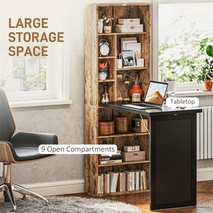 Scrivania per Computer in Legno con Libreria e Cassetto, Pieghevole, Non Supporta Funzione di Scrivania Regolabile in Altezza, Non Soggetto a Difetti, Resi Non Accettati - Product Image 6