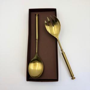 Servidor de Ensaladas con Acabado Dorado, de Acero Inoxidable, con Mango Redondo, para Mesa de Comedor, Juego de Servidores de Ensaladas - Product Image 5