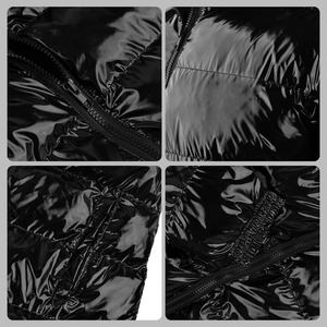 Blouson matelassé noir pour homme, coupe-vent, rembourré de duvet, fermeture éclair, col montant, vêtement d'extérieur décontracté pour l'hiver, coupe régulière - Product Image 3