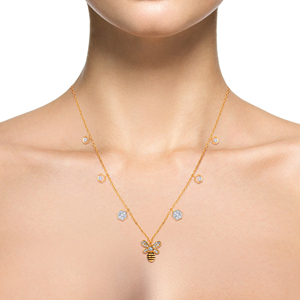 Pendentif Cœur en Or Jaune avec Diamant Rond Brillant et Accent en Diamant de Laboratoire, Tendance Femme, 14K, 3.74g, Usage Quotidien - Product Image 4
