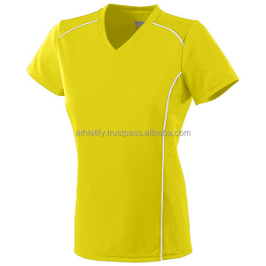Maillot de foot féminin de haute qualité, respirant, écologique, durable, séchage rapide, col en V, manches courtes, personnalisable - Product Image 2