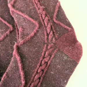 Wholesale Men's <b>Burgundy</b> Knitted Crew <b>Socks</b> Geometric Pattern Wool Viscose Winter Thermo Warm - Product Image 3