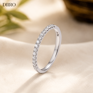 Anillo de Compromiso con Diamante Redondo Brillante, Anillo de Media Eternidad con Moissanita, Chapado en Oro Amarillo de 14K, Anillo de Boda para Mujer - Product Image 5