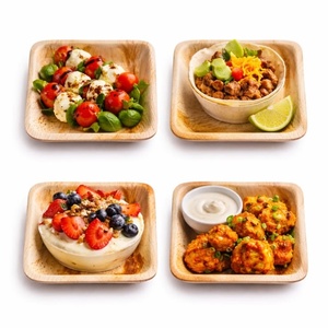 Assiettes en feuilles de palmier durables de qualité supérieure, 8 pouces, carrées, lot de 100 pièces, pour la restauration, les buffets, les hôtels et les restaurants - Product Image 1