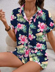 Ensemble de shorts imprimés pour femme, tenue de détente et de nuit, vêtements d'été 2026, avec boutons imprimés - Product Image 6