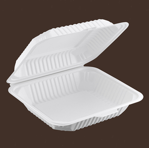 Boîte alimentaire jetable en plastique avec couvercle, boîte à emporter, forme carrée blanche, design minimaliste, un compartiment - Product Image 1