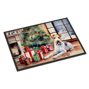 Felpudo de Navidad acogedor Fox Terrier antideslizante lavable pila baja 24H X 36W para interior y exterior para puerta delantera de entrada - Product Image 1